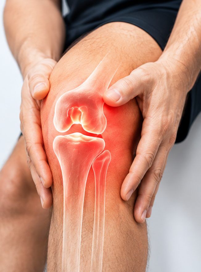 Persona sosteniendo una rodilla adolorida