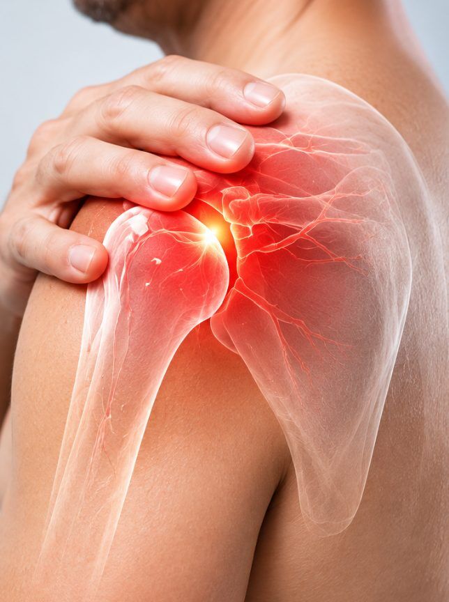 Persona con dolor de hombro