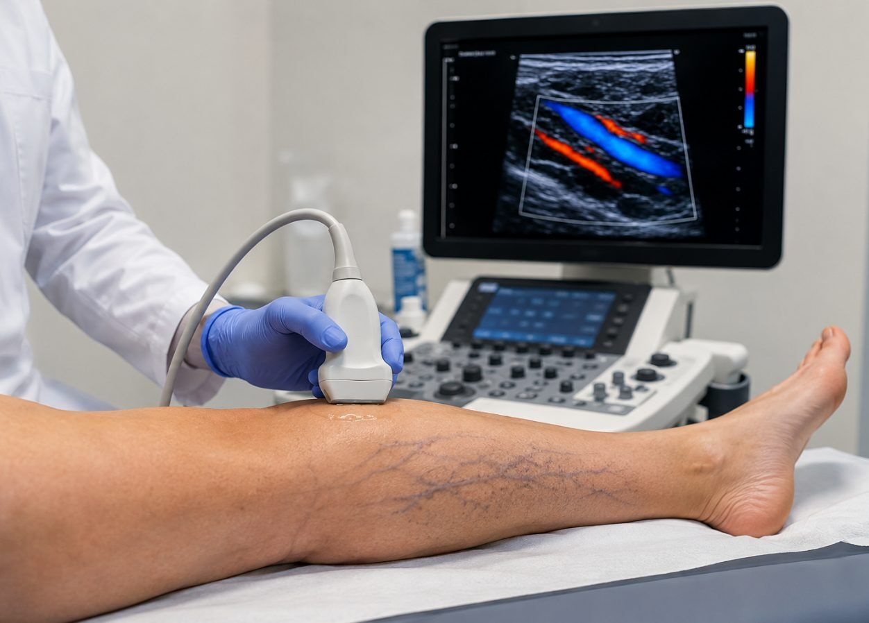 Vascular ultrasound exam of a patient's leg